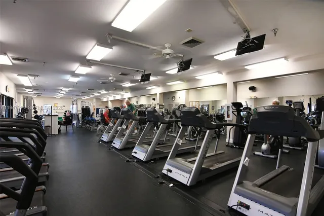 a view of a room with gym equipment