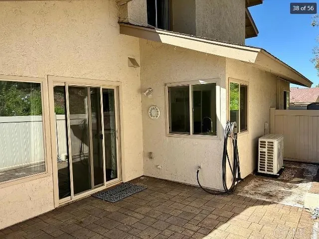 a view of a house with blue walls