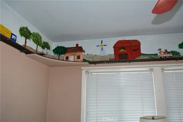 a view of a room with a window