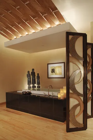 a group of people sitting at tables in a room