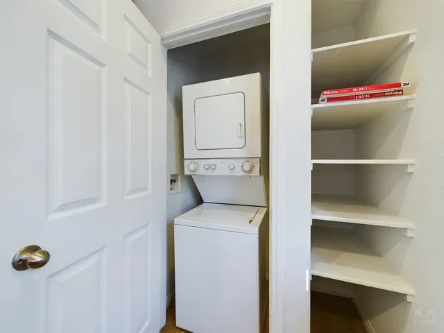 a utility room with a washer and dryer