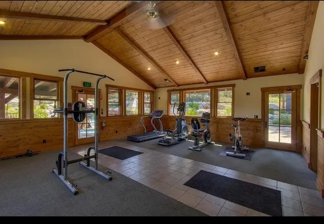 a view of a room with gym equipment