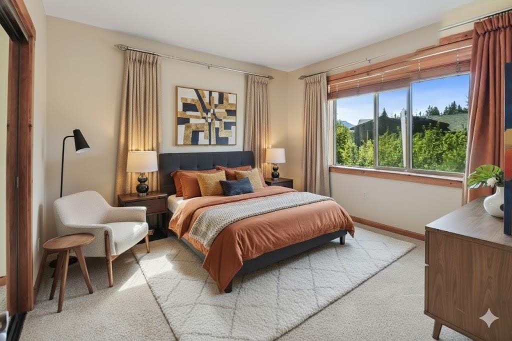 11612 Dolomite Way, Unit 4 Truckee, CA 96161 - Photo 5 of 16 a bedroom with a bed and a large window