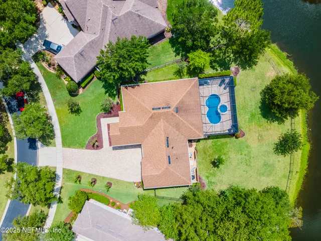 an aerial view of a house