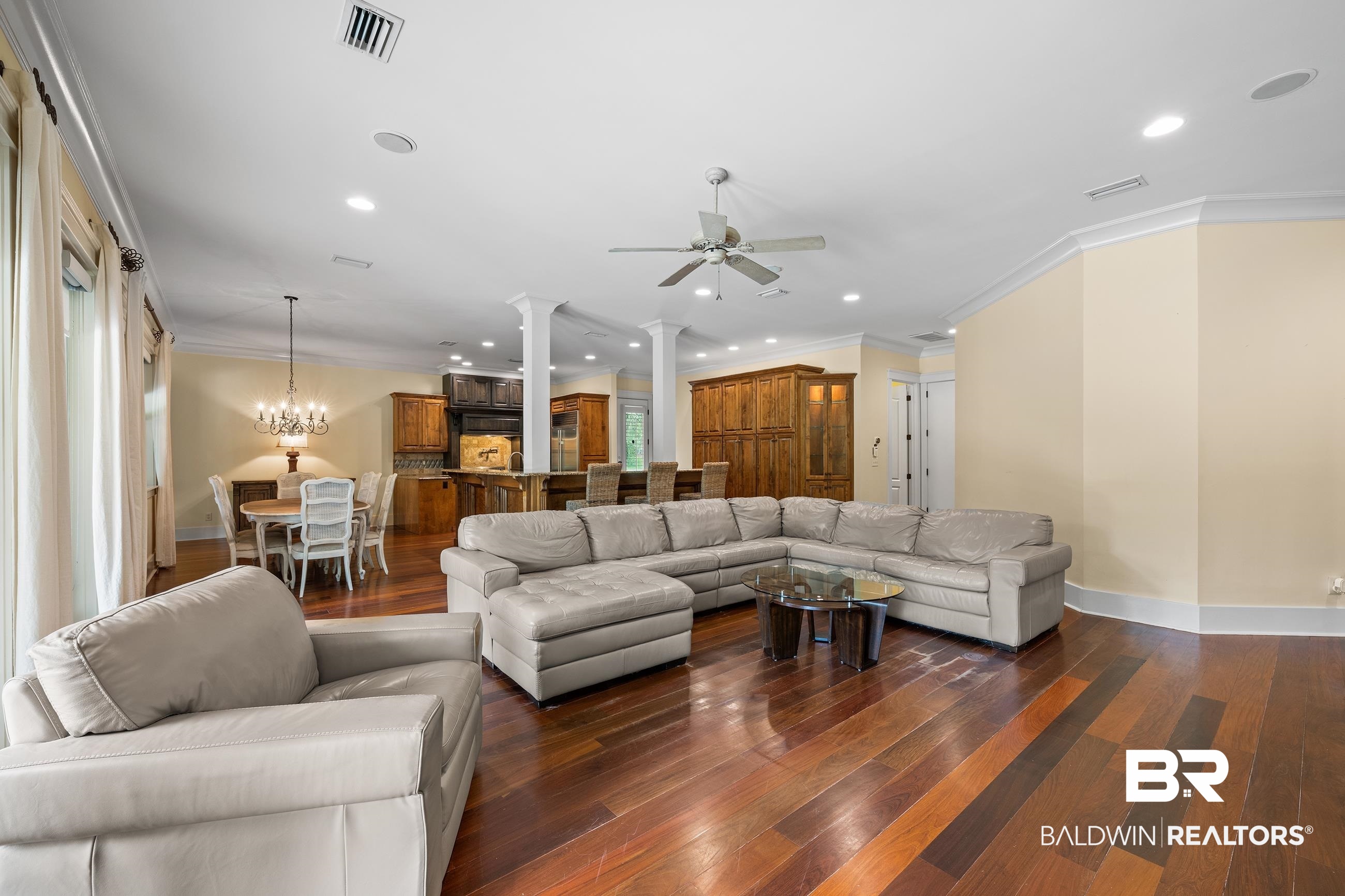 30463 Dolive Ridge Daphne, AL 36527 - Photo 34 of 58 Open-concept living space featuring wood-finish flooring, recessed lighting, and a ceiling fan