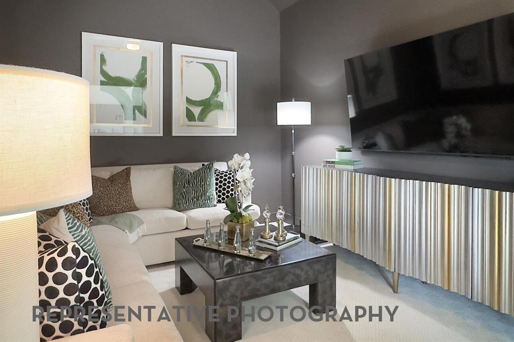 3625 Meander Way Prosper, TX 75078 - Photo 38 of 40 a living room with furniture and a fireplace