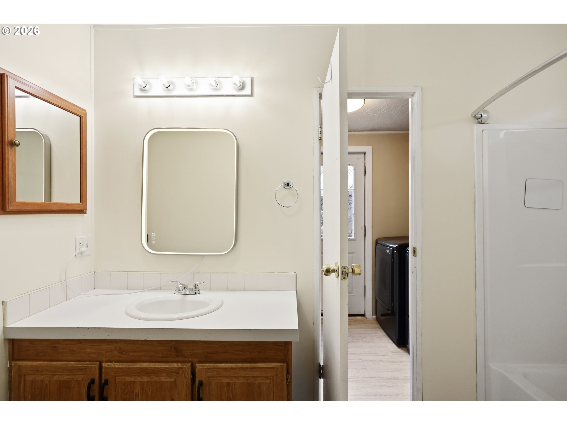 501 Northwest 3rd Street Dufur, OR 97021 - Photo 23 of 44 a bathroom with 2 sink and a mirror