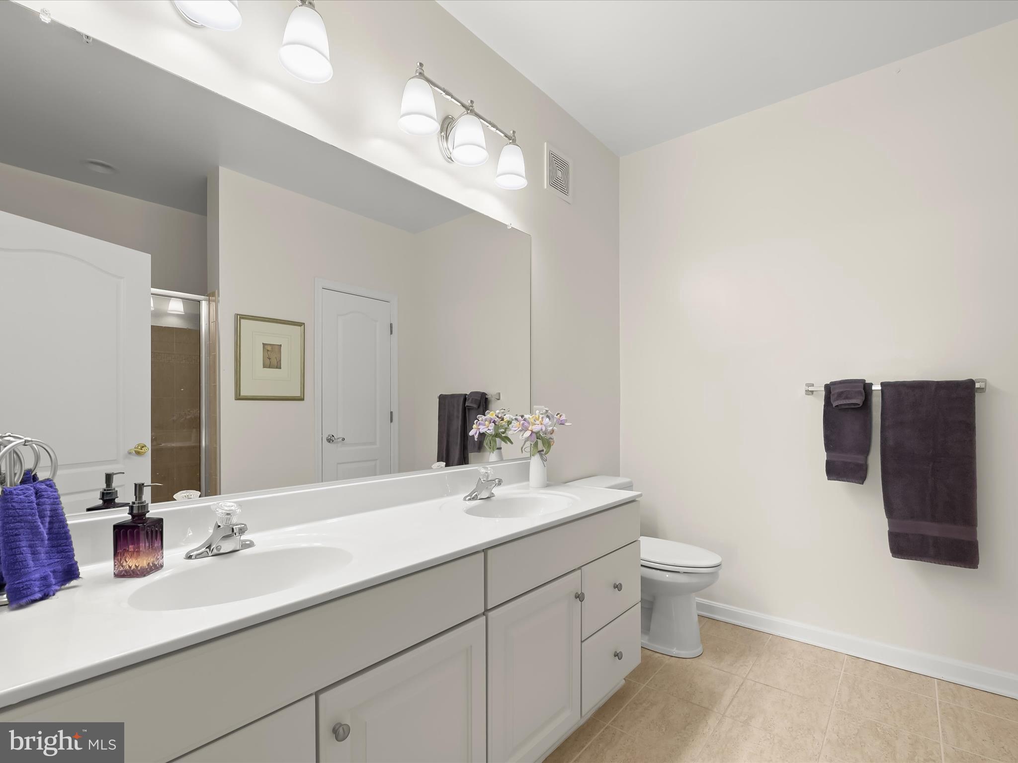 7325 Brookview Road, Unit 305 Elkridge, MD 21075 - Photo 25 of 40 a bathroom with a double vanity sink and a mirror