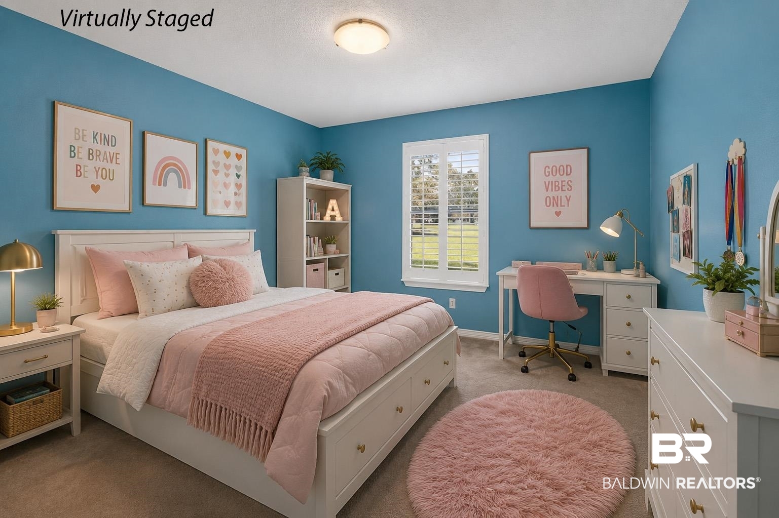 22685 County Road 12 Foley, AL 36535 - Photo 69 of 89 Light-filled room featuring wall-to-wall carpeting, a built-in window with white plantation shutters, and a ceiling-mounted light fixture