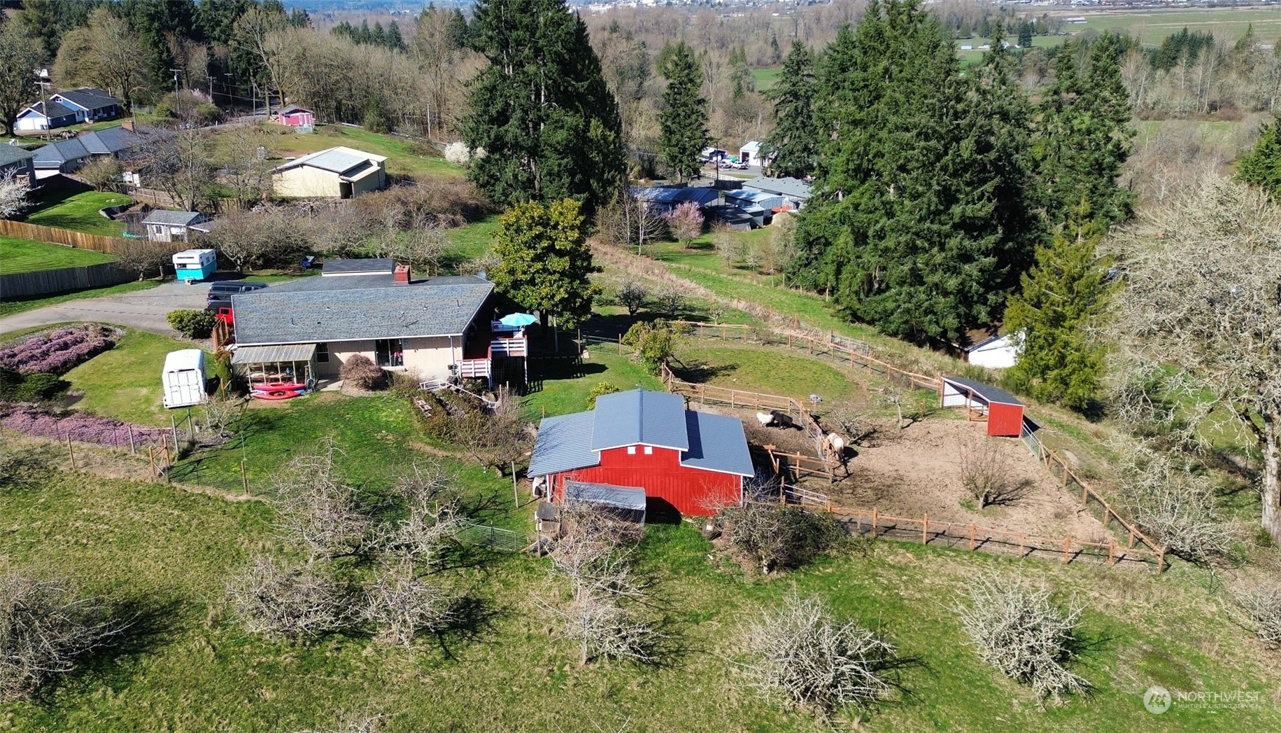 1053 Shorey Road Chehalis, WA 98532 - Photo 34 of 39 an aerial view of a house with a yard and swimming pool