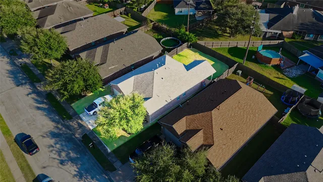 an aerial view of swimming pool