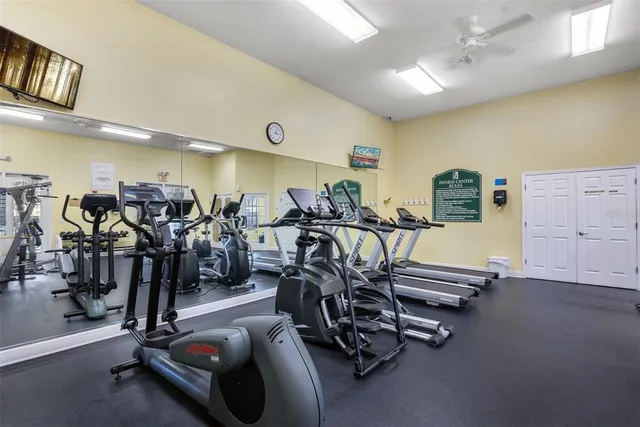 a view of a room with gym equipment