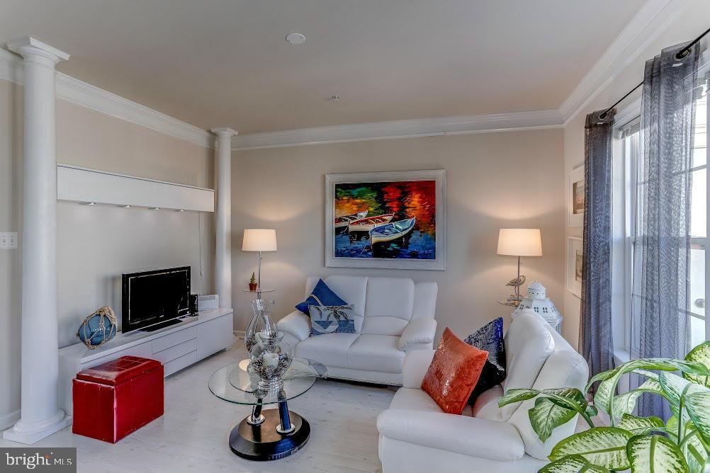 1838 B Monocacy View Circle, Unit 55B Frederick, MD 21701 - Photo 17 of 28 a living room with furniture a fireplace and a flat screen tv