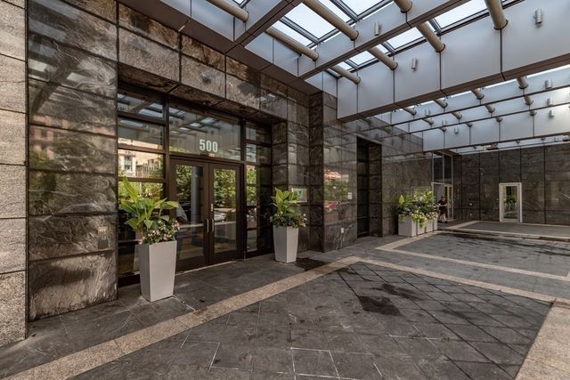 a view of a building with door