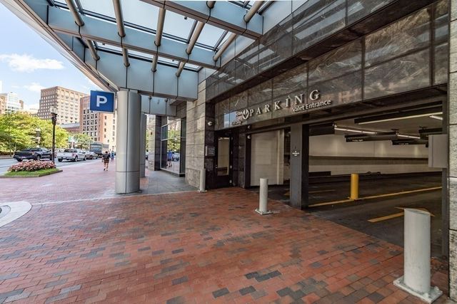 a view of an entrance of the building