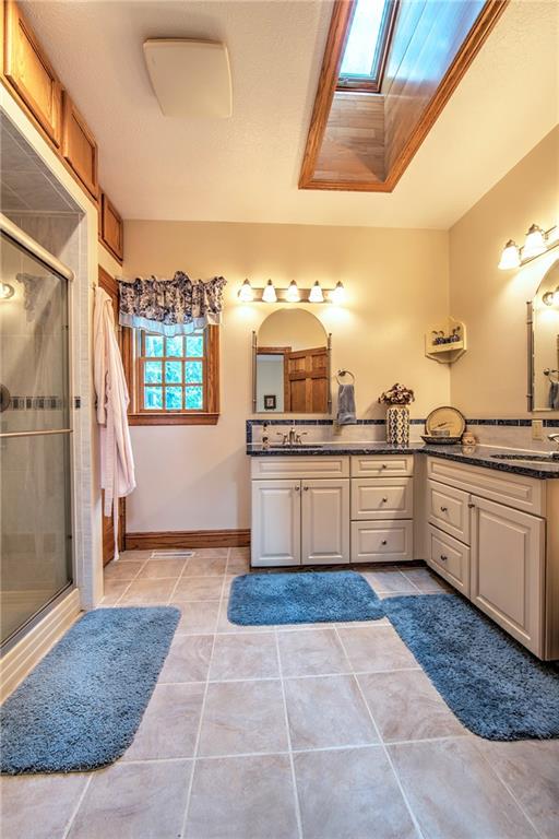 2857 Winner Road Clark, PA 16113 - Photo 18 of 25 Master Bath No. 2 has skylight, huge step-in shower and double bowl vanity.