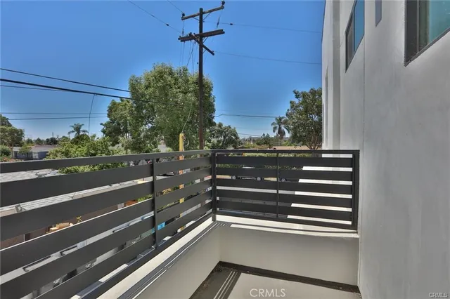 a view of a balcony with an outdoor space