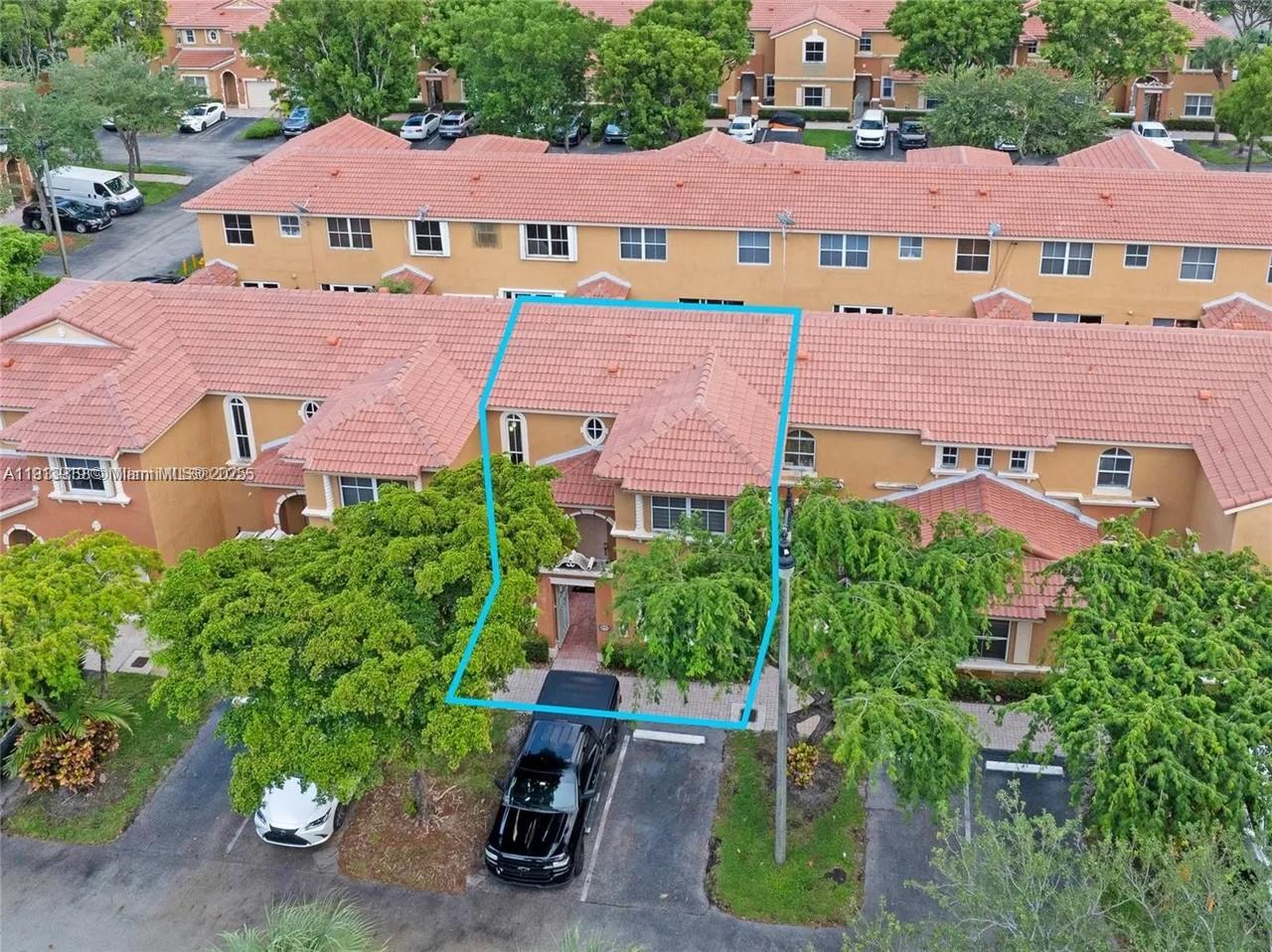 8422 Northwest 140th Terrace, Unit 3608 Miami Lakes, FL 33016 - Photo 20 of 23 an aerial view of multiple houses with a yard