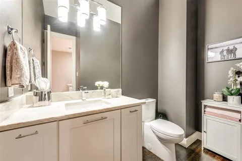 a bathroom with a toilet a sink and a mirror