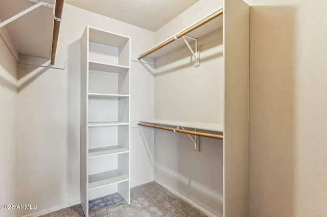 a view of an empty walk in closet