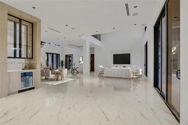 a living room with a large window