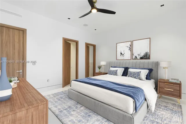 a view of a park with palm trees