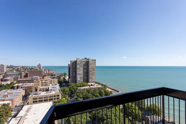 a view of city from a balcony
