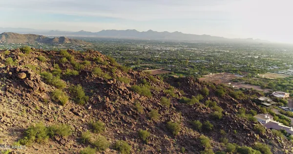 a view of a city and mountains