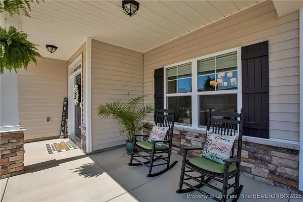 a building outdoor space with patio furniture