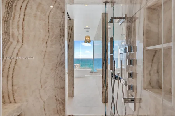 a bathroom with a shower