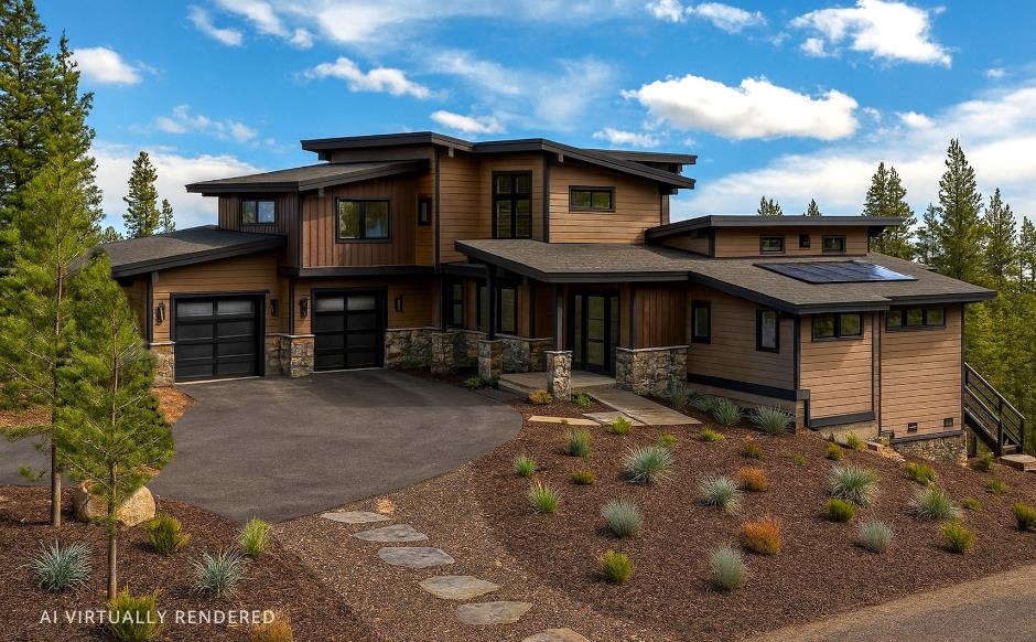 a view of a house with a yard and sitting area