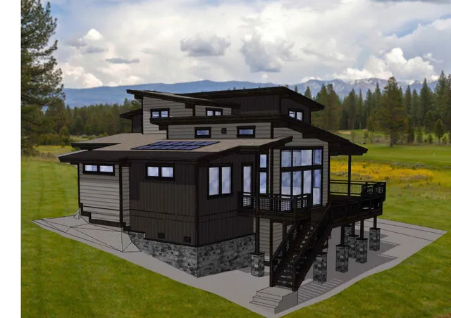 a view of a roof deck with table and chairs a barbeque with wooden fence