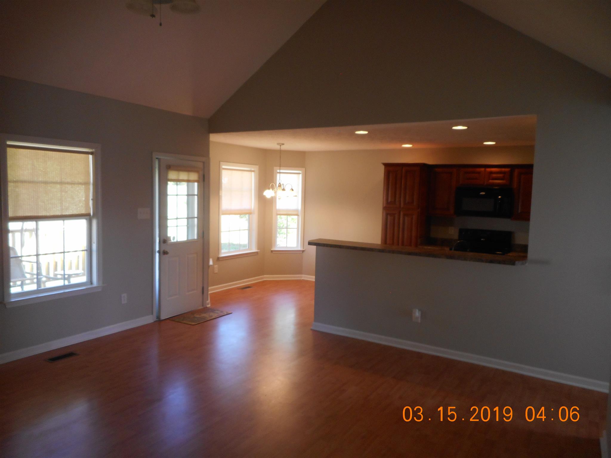 Looking into living room and kitchen