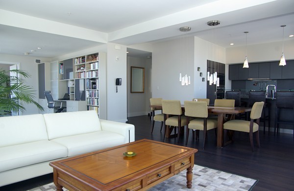 110 Stuart Street, Unit 23G Boston, MA 02116 - Photo 3 of 14 a living room with furniture a coffee table and a potted plant