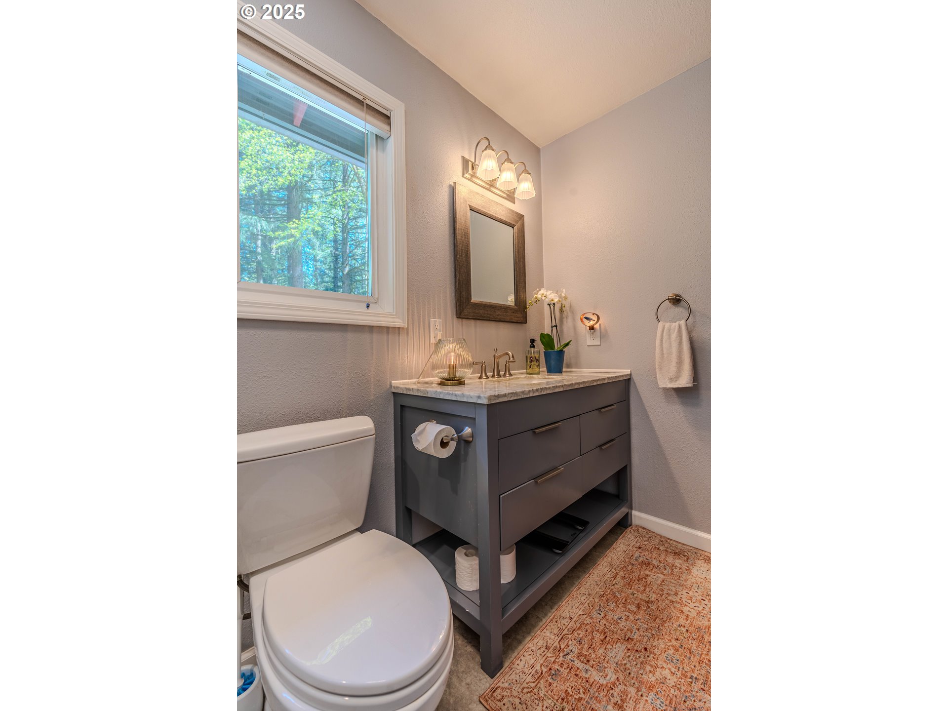 41920 Southeast Gordon Creek Road Corbett, OR 97019 - Photo 19 of 48 a bathroom with a toilet sink and mirror