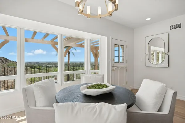 a view of dining room with washer and dryer