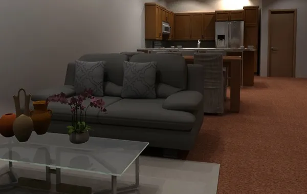 a kitchen with a table and chairs