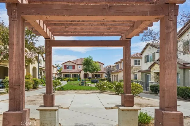 a view of fountain in the front of building
