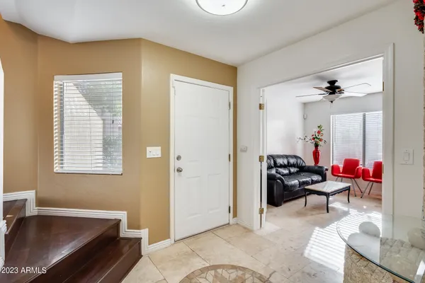 a living room with furniture