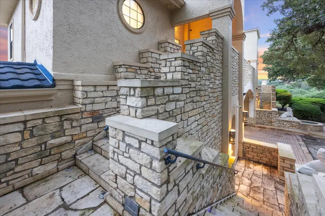 a backyard of a house with seating space