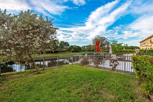 a view of a lake with houses in the back