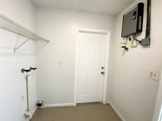 a view of a room with a mirror