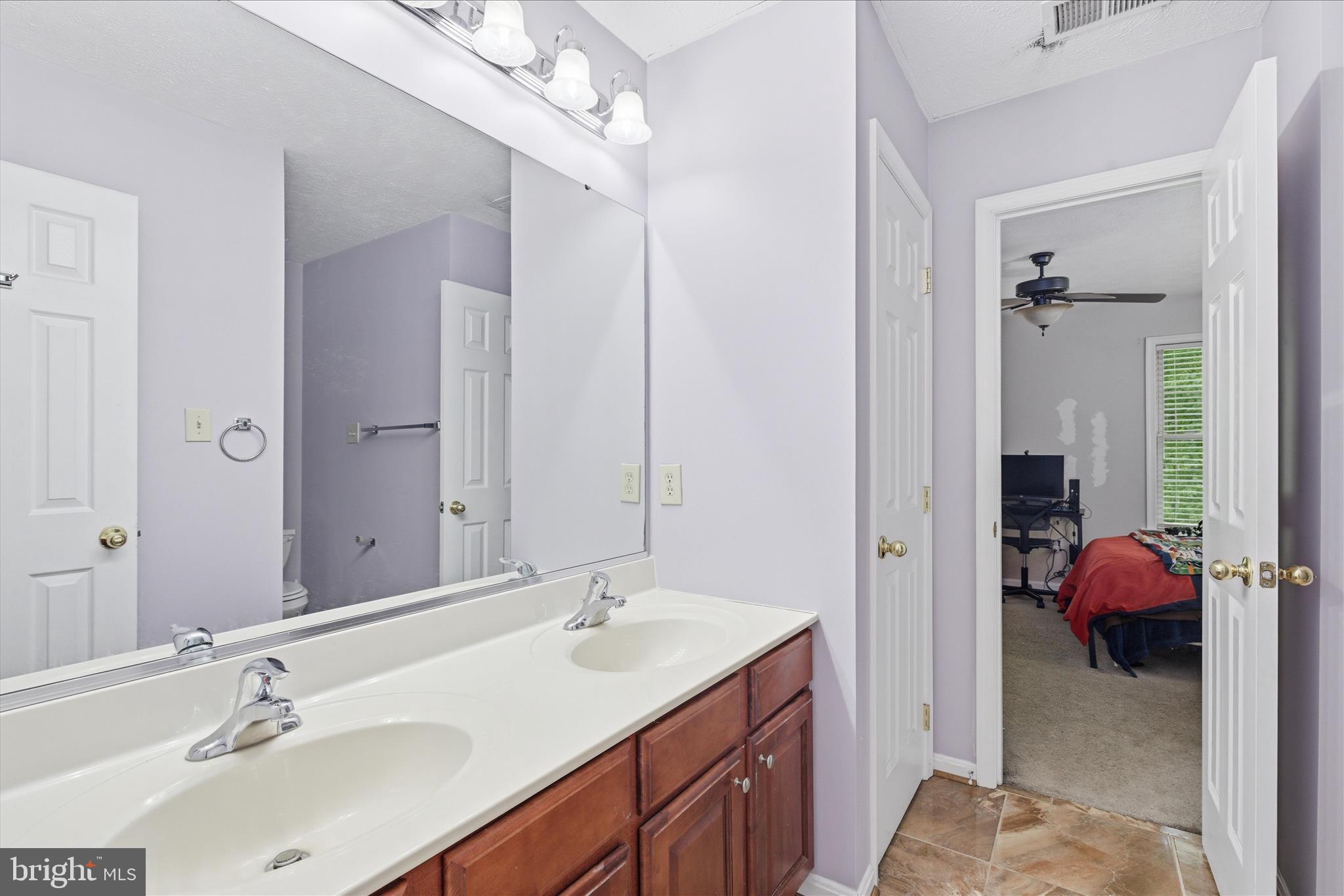 5829 Lockmere Place Waldorf, MD 20601 - Photo 37 of 54 a en suite bathroom with a double vanity sink and a mirror