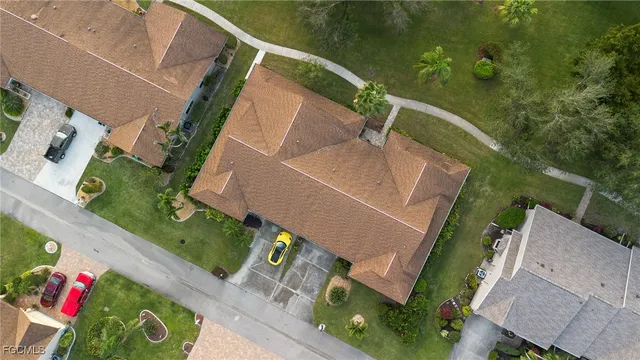 an aerial view of a house