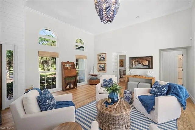 a living room with furniture