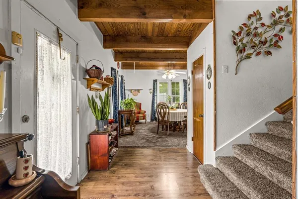 a living room with furniture