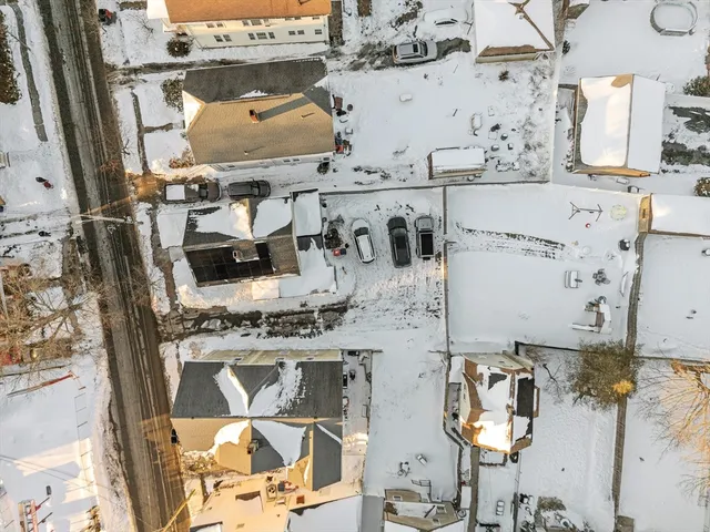 a view of a park with large trees