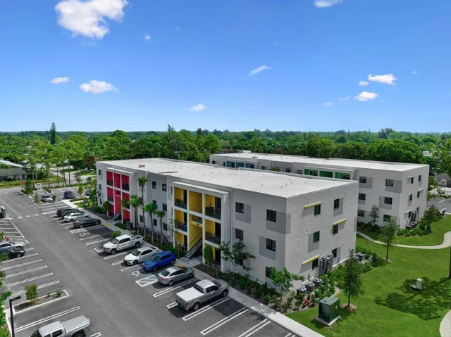 an aerial view of multiple houses