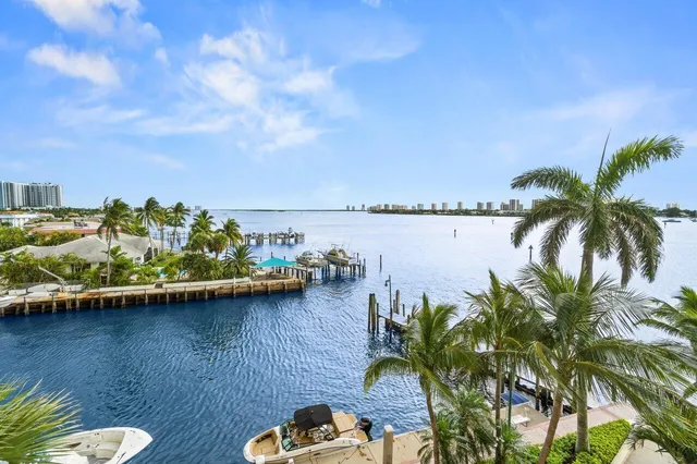 a view of a lake with a terrace