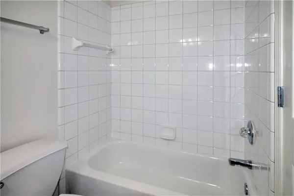 a bathroom with a bathtub